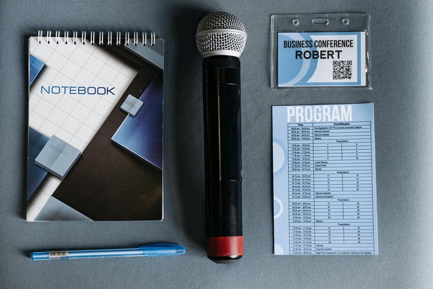 Conference kit with QR code on name badge
